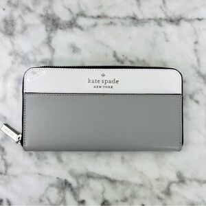 Kate Spade Two-Tone Large Continental Wallet in Gray and White